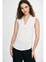 Nife Bluzka w kolorze kremowym rozmiar: 42. Brązowe bluzki Nife, bez wzorów, z wiskozy, bez kołnierzyka, bez ramiączek. Za 126.15 zł.