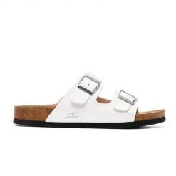 Klapki damskie O'Neill Sandy Slider. Białe klapki O'Neill, bez wzorów, z materiału, bez obcasa. Za 179.99 zł.