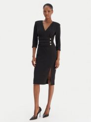 Rinascimento Sukienka koktajlowa CFC0020161002 Czarny Slim Fit. Czarne sukienki Rinascimento, xl, bez wzorów, z syntetyku, wizytowe, bez kołnierzyka, bez ramiączek. Za 409.99 zł.
