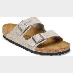 Klapki unisex Birkenstock Arizona Stone Coin. Szare klapki Birkenstock, bez wzorów, z materiału, bez obcasa. Za 641.00 zł.