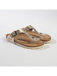 BACKSUN Japonki "Singapore" w kolorze złotym rozmiar: 39. Żółte klapki Backsun, bez wzorów, z materiału, z otwartym noskiem, bez obcasa. Za 126.45 zł.