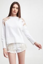 Sweter damski z koronką ERMANNO FIRENZE. Swetry Ermanno Firenze, bez wzorów, z koronki, bez ramiączek. W wyprzedaży za 1,111.53 zł.