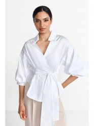 Rich & Royal Bluzka w kolorze białym rozmiar: 42. Białe bluzki Rich & Royal, bez wzorów, z bawełny, bez kołnierzyka, bez ramiączek. Za 217.23 zł.