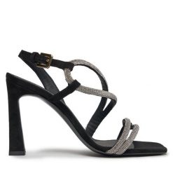 Sandały Pollini. Czarne sandały Pollini, bez wzorów, bez obcasa, na słupku, bez zapięcia. Za 2,599.00 zł.