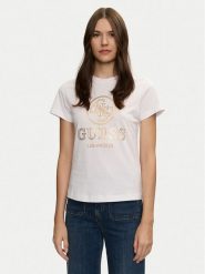 Guess T-Shirt Stacie V4BI00 I3Z14 Biały Regular Fit. Białe t-shirty Guess, s, z aplikacjami, z bawełny, bez kołnierzyka, bez ramiączek. Za 89.99 zł.
