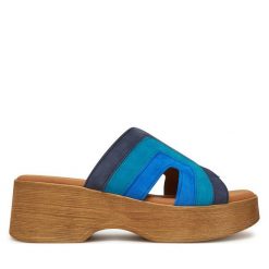 Klapki Gabor. Niebieskie klapki Gabor, bez wzorów, bez obcasa. Za 449.99 zł.