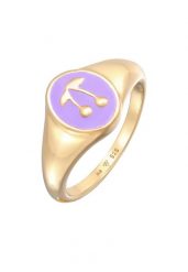 Elli Damski Signet wiśnia lila z emalią w pozłacanym srebrze 925 Sterling Silver Pierścionki 1 ct. Szare pierścionki Elli, pozłacane. Za 223.99 zł.