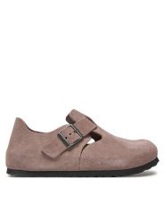 Birkenstock Klapki London 1028099 Fioletowy. Fioletowe klapki Birkenstock, bez wzorów, ze skóry, bez obcasa. Za 629.99 zł.