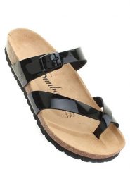 Sunbay Japonki "Tulipe" w kolorze czarnym rozmiar: 42. Czarne klapki Sunbay, bez wzorów, ze skóry, z otwartym noskiem, bez obcasa. Za 144.92 zł.