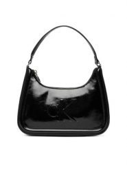 Calvin Klein Torebka Bold Ck Metallic Shoulder Bag LV04F3332G Czarny. Czarne torebki klasyczne Calvin Klein, bez wzorów, ze skóry, bez dodatków. Za 409.99 zł.