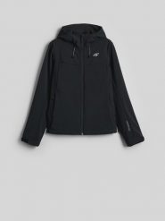 4F Kurtka softshell wiatroodporna damska - czarny XS. Czarne kurtki sportowe 4f, xs, bez wzorów, z softshellu, bez kaptura. Za 299.99 zł.