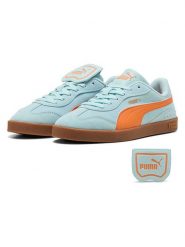 Puma Skórzane sneakersy "Club Azura SD" w kolorze turkusowo-pomarańczowym rozmiar: 40,5. Pomarańczowe trampki Puma, w ażurowe wzory, bez zapięcia. Za 204.95 zł.