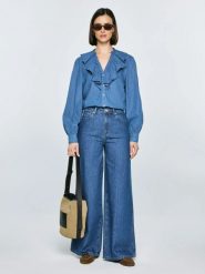 Koszula damska jeansowa niebieska Irina 392. Niebieskie koszule Big Star, l, bez wzorów, z bawełny, bez kołnierzyka, bez ramiączek. Za 249.99 zł.