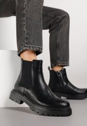 Czarne Botki Sztyblety w Stylu Basic Mirelitte. Czarne botki Renee, bez wzorów, z jeansu, bez obcasa, na płaskiej podeszwie, bez zapięcia. Za 129.99 zł.