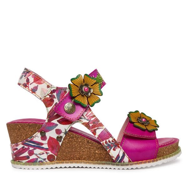 Sandały Laura Vita. Czerwone sandały Laura Vita, bez wzorów, bez obcasa, na koturnie, bez zapięcia. Za 370.99 zł.
