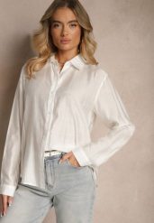 Biała Klasyczna Koszula z Wiskozy Vilnelis. Białe koszule Renee, l, bez wzorów, z jeansu, eleganckie, bez kołnierzyka, bez ramiączek. Za 49.99 zł.