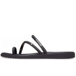 Sandały Crocs Z Pętelką Na Palec I Ćwiekami Damskie. Czarne sandały Crocs, bez wzorów, z materiału, bez obcasa, bez zapięcia. Za 291.99 zł.