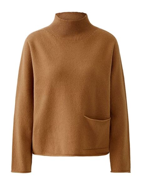 Oui Sweter w kolorze karmelowym rozmiar: 42. Brązowe swetry Oui, bez wzorów, z wełny, bez ramiączek. Za 218.57 zł.