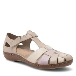 Sandały Rieker. Brązowe sandały Rieker, bez wzorów, bez obcasa, na płaskiej podeszwie, bez zapięcia. Za 339.99 zł.