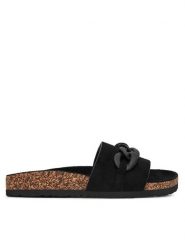 DeeZee Klapki S113 Czarny. Czarne klapki DeeZee, bez wzorów, z materiału, bez obcasa. Za 83.99 zł.