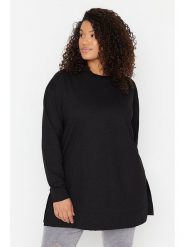 Trendyol Bluza w kolorze czarnym rozmiar: 3XL. Czarne bluzy sportowe Trendyol, xl, bez wzorów, z bawełny, bez kaptura. Za 78.99 zł.