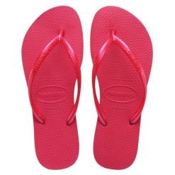 Japonki basenowe damskie Havaianas Pink Fever. Czerwone klapki Havaianas, bez wzorów, bez obcasa. Za 71.99 zł.