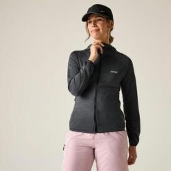 Damska bluza z kapturem i rozciągliwym zamkiem błyskawicznym Ferna Marl Midlayer. Niebieskie bluzy Regatta, bez wzorów, z materiału, z kapturem. Za 279.99 zł.
