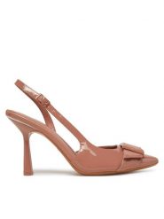 DKNY Sandały Neilton K1533900 Różowy. Czerwone sandały DKNY, bez wzorów, ze skóry, bez obcasa, na szpilce, bez zapięcia. Za 429.99 zł.