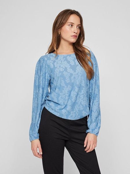 Vila Bluzka "Adele" w kolorze błękitnym rozmiar: M. Niebieskie bluzki Vila, m, bez wzorów, bez kołnierzyka, bez ramiączek. Za 57.06 zł.