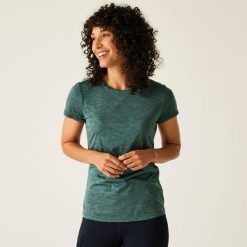 Koszulka damska Regatta Fingal Edition. Zielone bluzki Dare 2b, bez wzorów, sportowe, bez kołnierzyka, bez ramiączek. Za 102.50 zł.