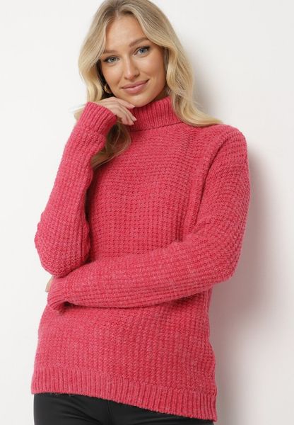 Fuksjowy Klasyczny Golf Ertina. Czerwone golfy Born2be, m, bez wzorów, z jeansu, bez ramiączek. Za 119.99 zł.
