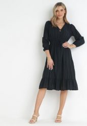 Czarna Sukienka Orethaphaura. Czarne sukienki Born2be, bez wzorów, z bawełny, bez kołnierzyka, bez ramiączek, midi. Za 169.99 zł.