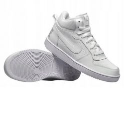Buty sportowe młodzieżowe Nike Court Borough Mid. Biała obuwie sportowe Nike, bez zapięcia, trekkingowe, Nike Court. Za 252.00 zł.