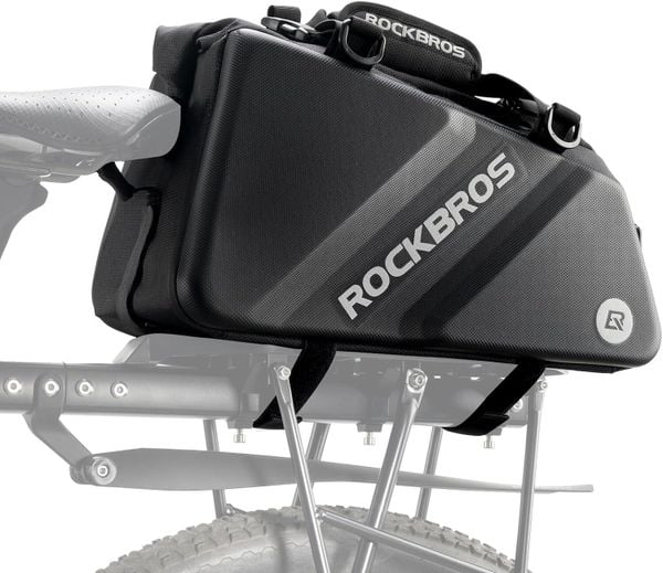 Torba rowerowa Rockbros na bagażnik. Czarne torby na ramię ROCKBROS, bez wzorów, z materiału, na ramię, duże, bez dodatków. Za 221.99 zł.