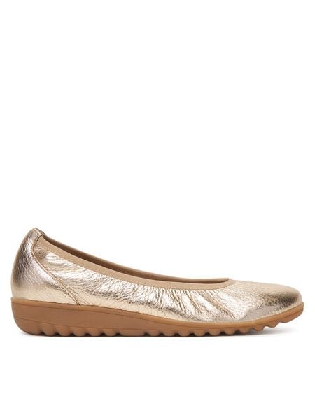 Caprice Baleriny 9-22161-44 Złoty. Żółte baleriny Caprice, bez wzorów, ze skóry, bez obcasa. Za 242.99 zł.