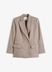Żakiet w paski. Brązowe marynarki i żakiety bonprix, bez wzorów, eleganckie. Za 219.99 zł.