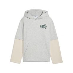 Młodzieżowa warstwowa bluza z kapturem MID90s PUMA Light Gray Heather. Czarna bluzy sportowe Puma, m, bez wzorów, z kapturem. Za 199.00 zł.