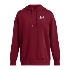 Bluza damska Under Armour Essential Flc OS Hoodie. Czerwone bluzy Under Armour, bez wzorów, bez kaptura. Za 189.99 zł.