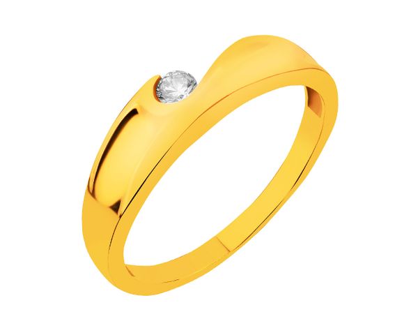 Złoty pierścionek z cyrkonią. Żółte pierścionki Apart, z cyrkonią, złote. Za 1,129.00 zł.