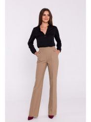 Stylove Spodnie w kolorze beżowym rozmiar: XL. Brązowe spodnie materiałowe Stylove, xl, bez wzorów, z materiału, z podwyższonym stanem. Za 217.95 zł.