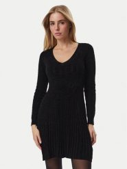 Guess Sukienka dzianinowa W6BK31 Z1443 Czarny Regular Fit. Czarne sukienki Guess, l, z aplikacjami, z dzianiny, bez kołnierzyka, bez ramiączek. Za 524.99 zł.