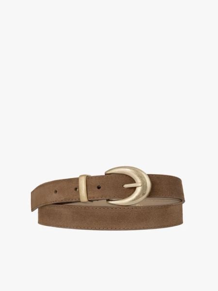 Rudy pasek ze skóry welurowej. Brązowe paski Ryłko, bez wzorów, z jeansu, eleganckie. Za 129.99 zł.