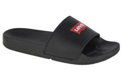Klapki Damskie Levis Na Basen Sportowe Basenowe. Czarne klapki Levi's®, bez wzorów, z materiału, bez obcasa. Za 99.00 zł.
