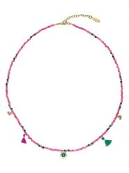 HIPANEMA Pozłacany naszyjnik "Yoyo" z kamieniami szlachetnymi - dł. 43 cm rozmiar: onesize. Różowe naszyjniki HIPANEMA, z granatem, pozłacane. Za 81.95 zł.