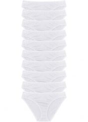 Figi (10 par). Białe figi bonprix, bez wzorów. Za 89.90 zł.
