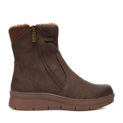 Botki Go Soft. Brązowe botki GO SOFT, bez wzorów, bez obcasa, na płaskiej podeszwie, bez zapięcia. Za 199.99 zł.