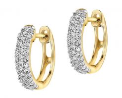 Kolczyki z żółtego złota z diamentami - koła - 0,20 ct - próba 585. Żółte kolczyki Apart, z diamentem, złote. Za 3,090.00 zł.