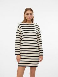 Vero Moda Sukienka w kolorze kremowym rozmiar: XXL. Brązowe sukienki Vero Moda, na co dzień, xxl, bez wzorów, z włókna, bez kołnierzyka, bez ramiączek, mini, proste. Za 125.95 zł.