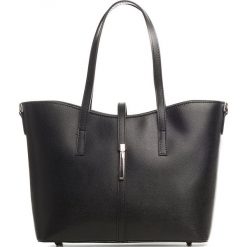 Skórzany shopper bag w kolorze czarnym - 40 x 27 x 14 cm. Czarne shopper Anna Morellini, bez wzorów, z materiału, na ramię, bez dodatków. W wyprzedaży za 307.95 zł.