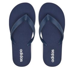 Japonki adidas. Niebieskie klapki Adidas, bez wzorów, bez obcasa. Za 49.99 zł.